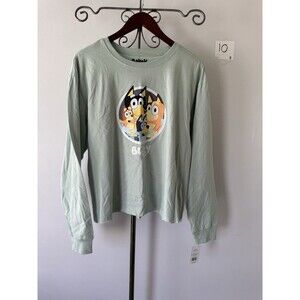 Bluey Family Graphic Long Sleeve T-Shirt Mint Green Kids XL NWT Cartoon Tee